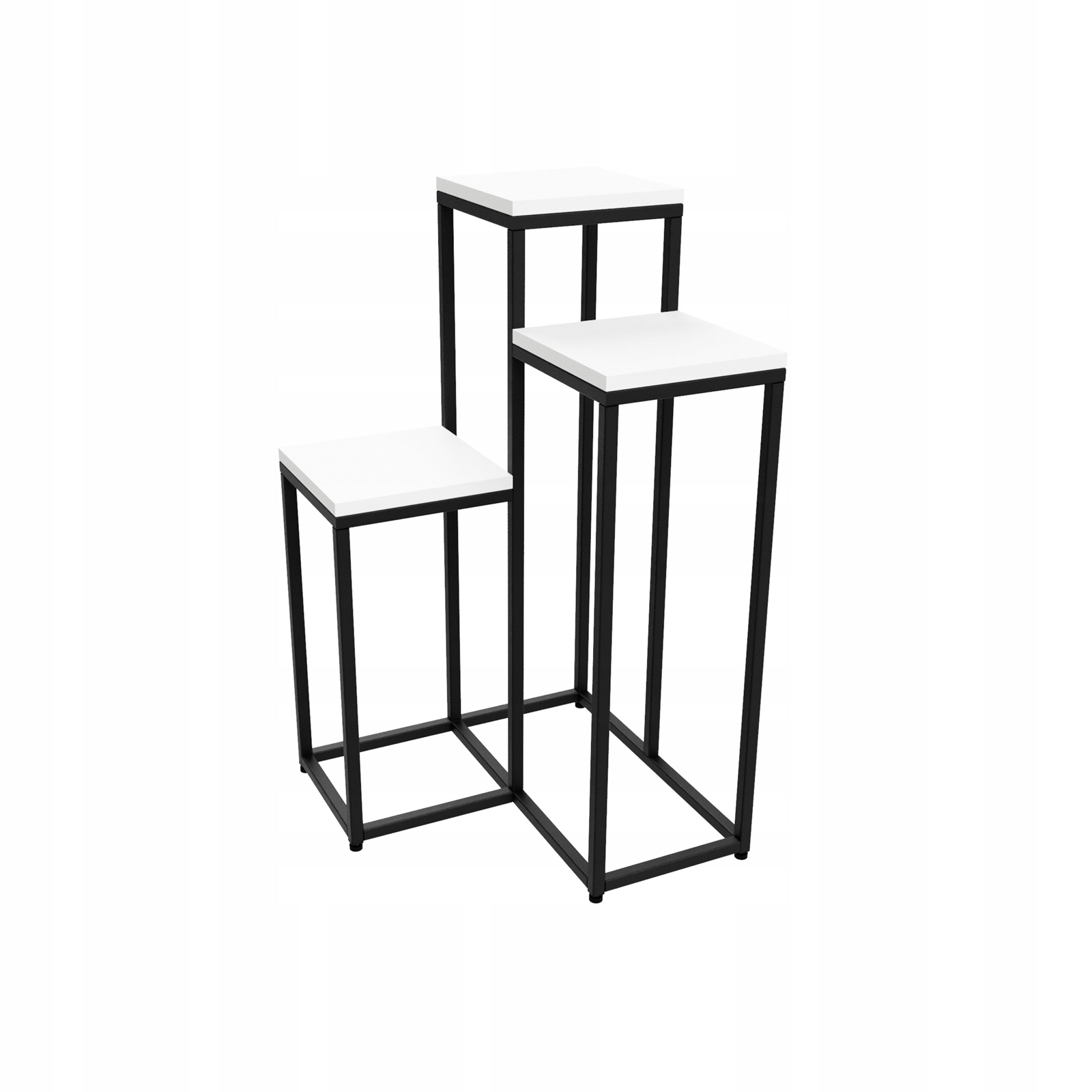 Kwietnik stojący loft na 3 doniczki – VERA 67 cm czarny mat - Naturalny, Biały, Dąb, Craft - obrazek 4