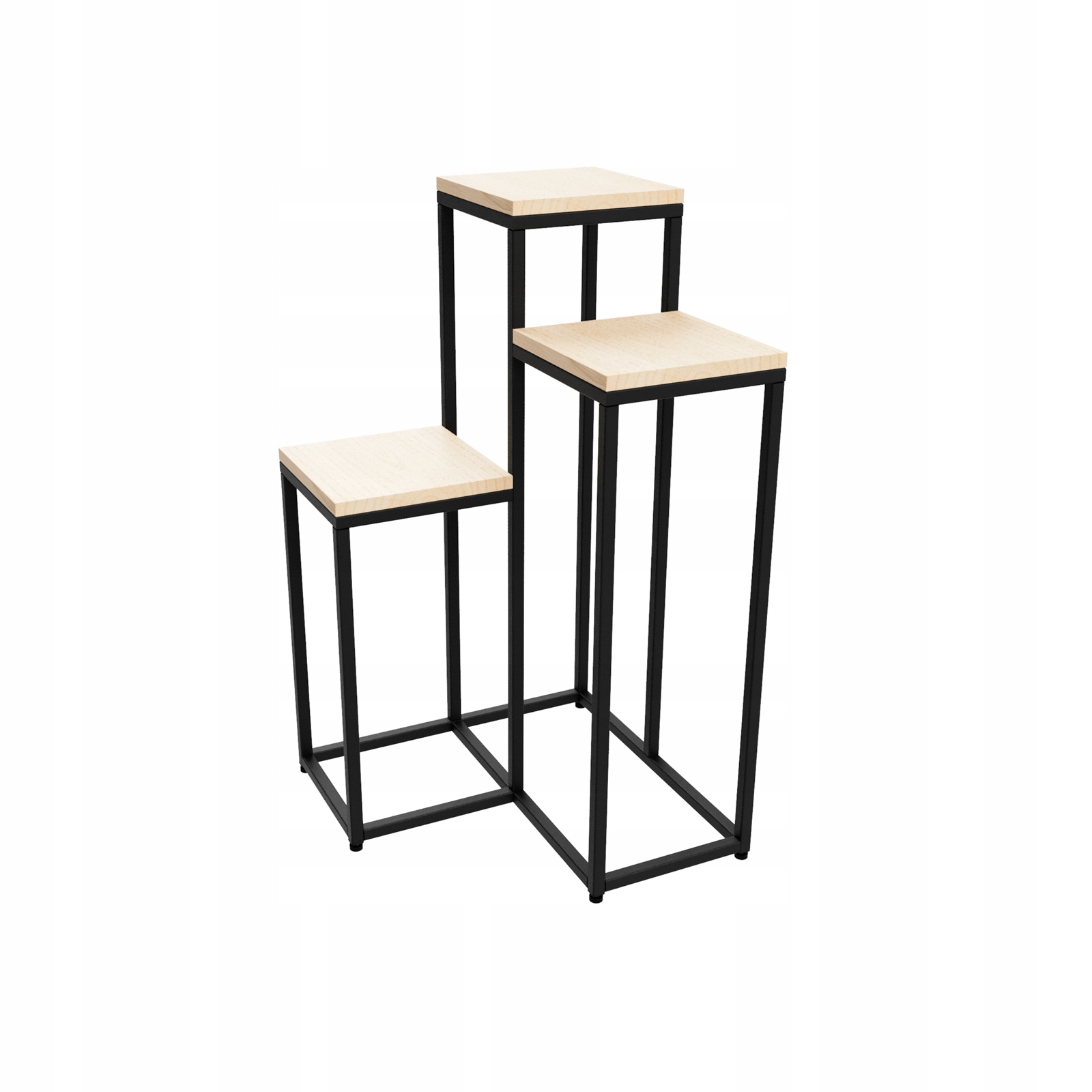 Kwietnik stojący loft na 3 doniczki – VERA 67 cm czarny mat - Naturalny, Biały, Dąb, Craft - obrazek 7