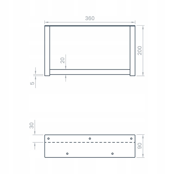 Nogi Metalowe LOFT do Mebli Szafki Komody Taboretu Podstawki Czarne 36×20cm - obrazek 6