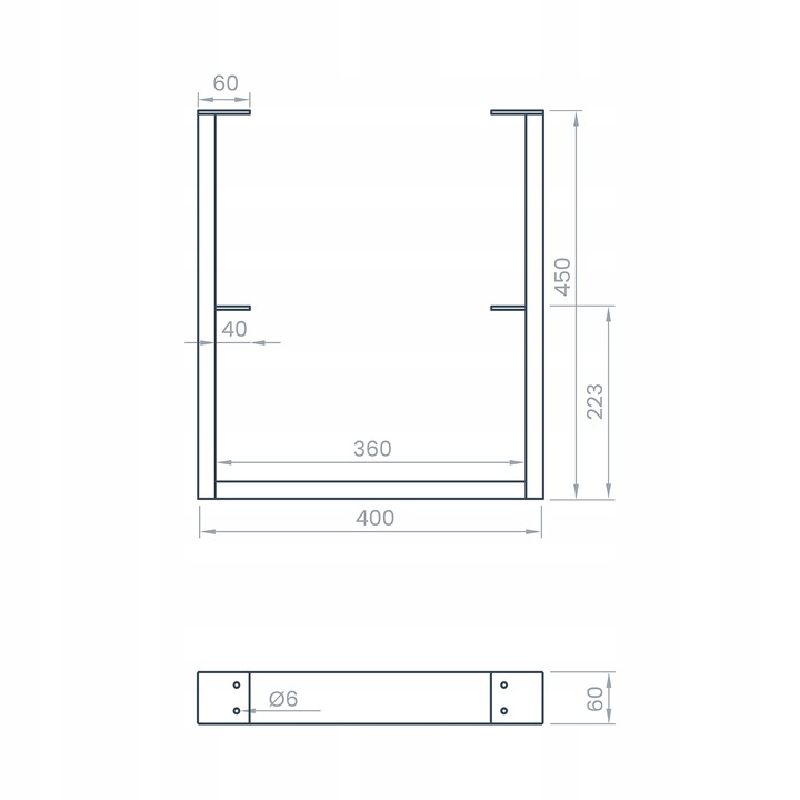 Nogi Metalowe LOFT do Stolika Kawowego Ławy z PÓŁKĄ 45cm Czarne PREMIUM 2x - obrazek 5