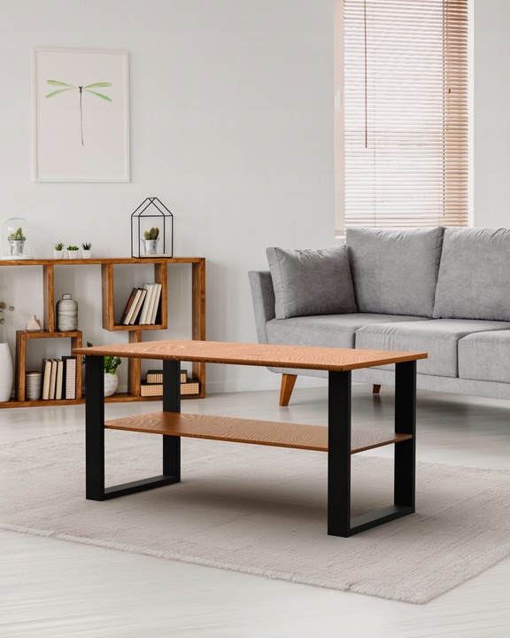Nogi Metalowe LOFT do Stolika Kawowego Ławy z PÓŁKĄ 45cm Czarne PREMIUM 2x - obrazek 6