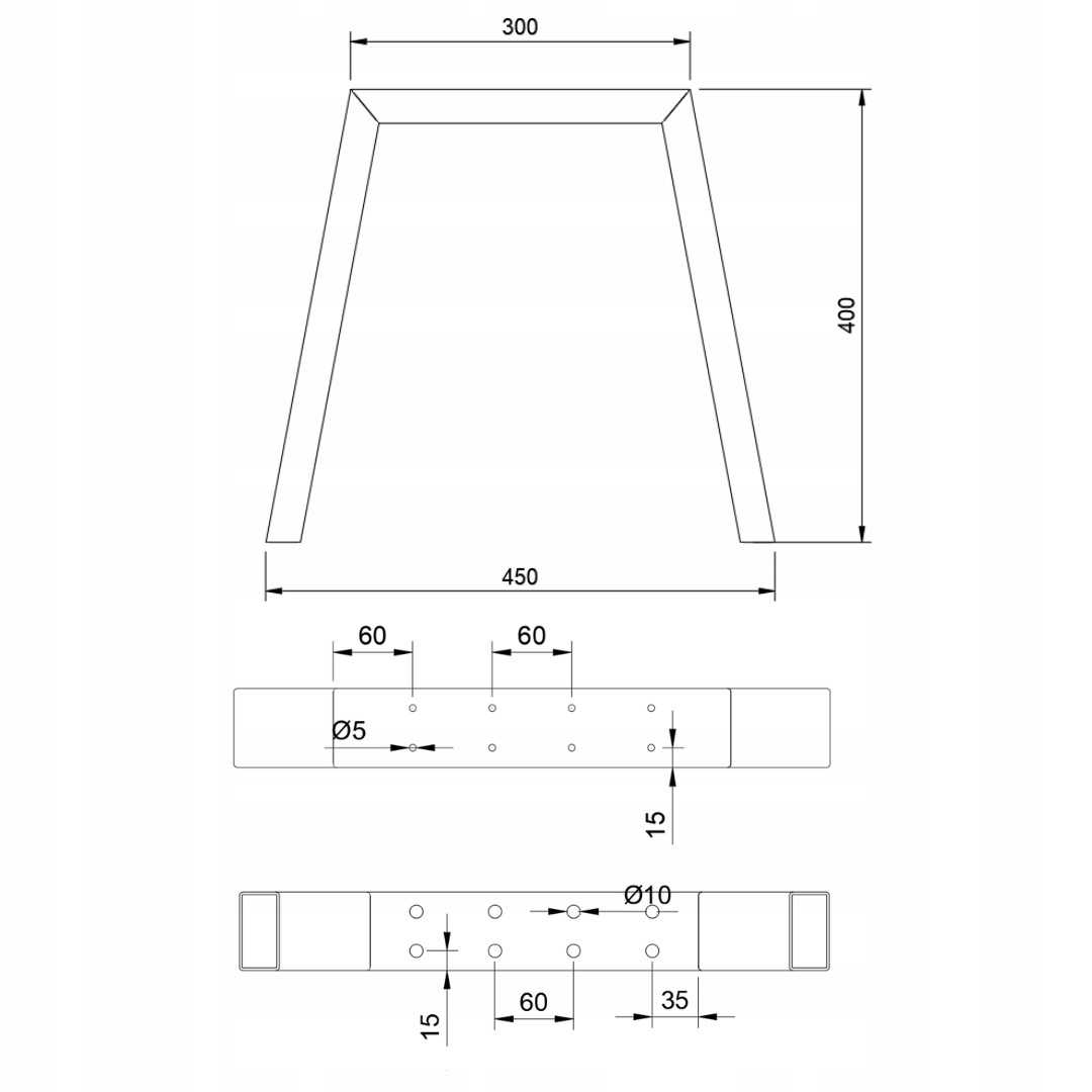 Nogi Metalowe do stolika ławki SOLIDNE Czarne LOFT 45cm POLSKIE Spawane 2x - obrazek 7