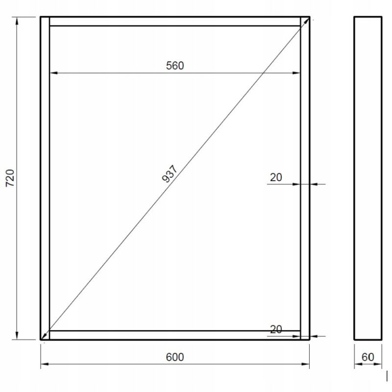 Nogi do Stołu Biurka Mebli Metalowe LOFT Czarne STABILNE 60x72 cm 2 szt. - obrazek 5
