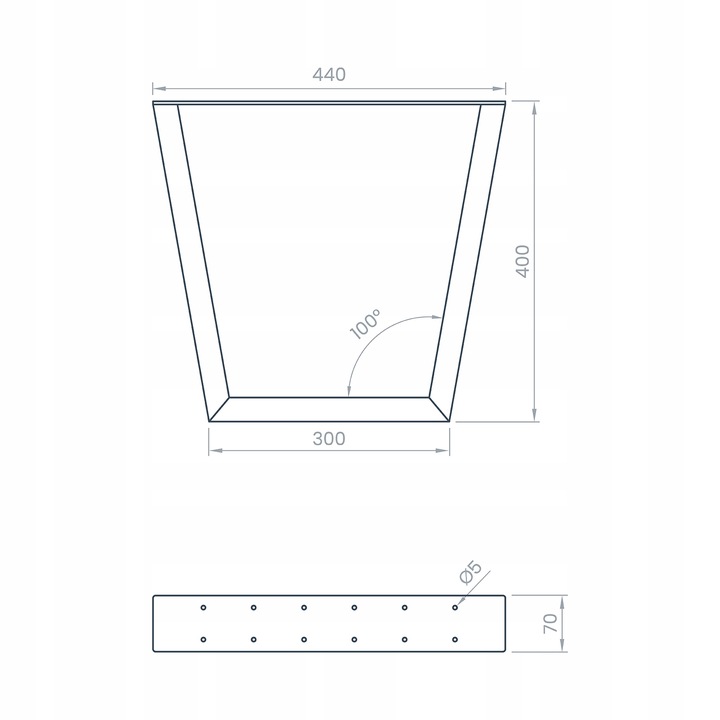 Nogi metalowe loft typ V do stolika VANGUARD 44x40 cm 2 szt czarny mat - obrazek 5
