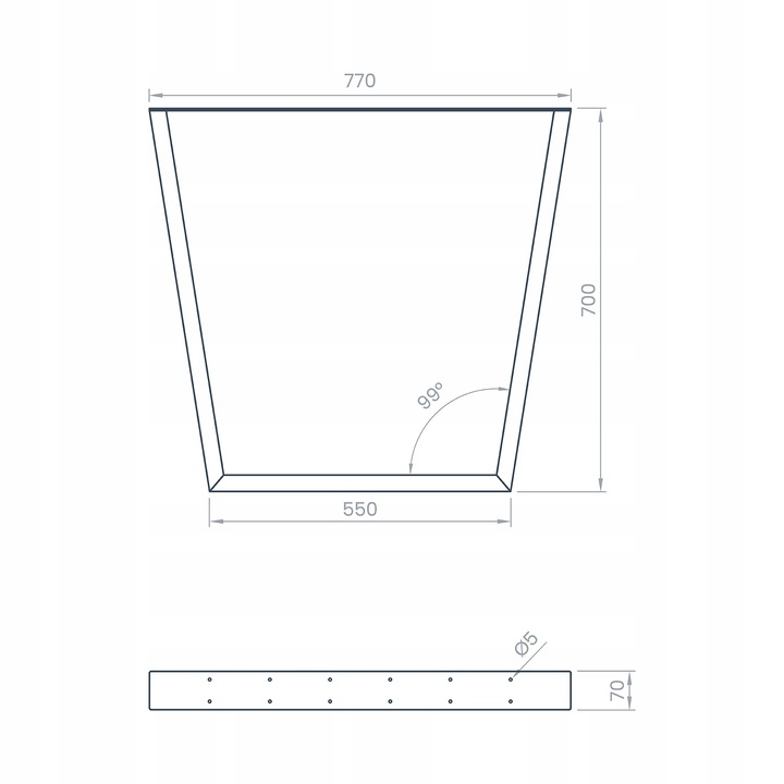 Nogi metalowe loft typ V do stołu VANGUARD 77x70 cm 2 szt czarny mat - obrazek 5