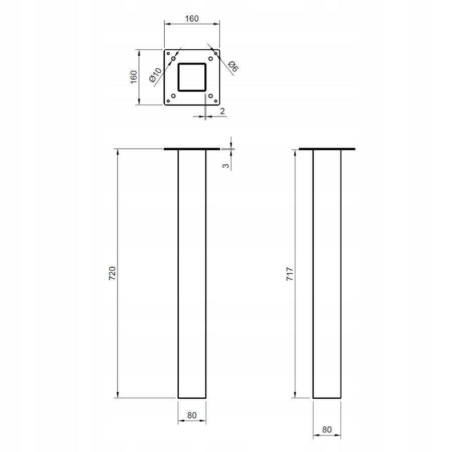 Nogi do Stołu Biurka METALOWE Mocne BIAŁE Matowe Loft 4 szt POLSKIE 72 cm - obrazek 4